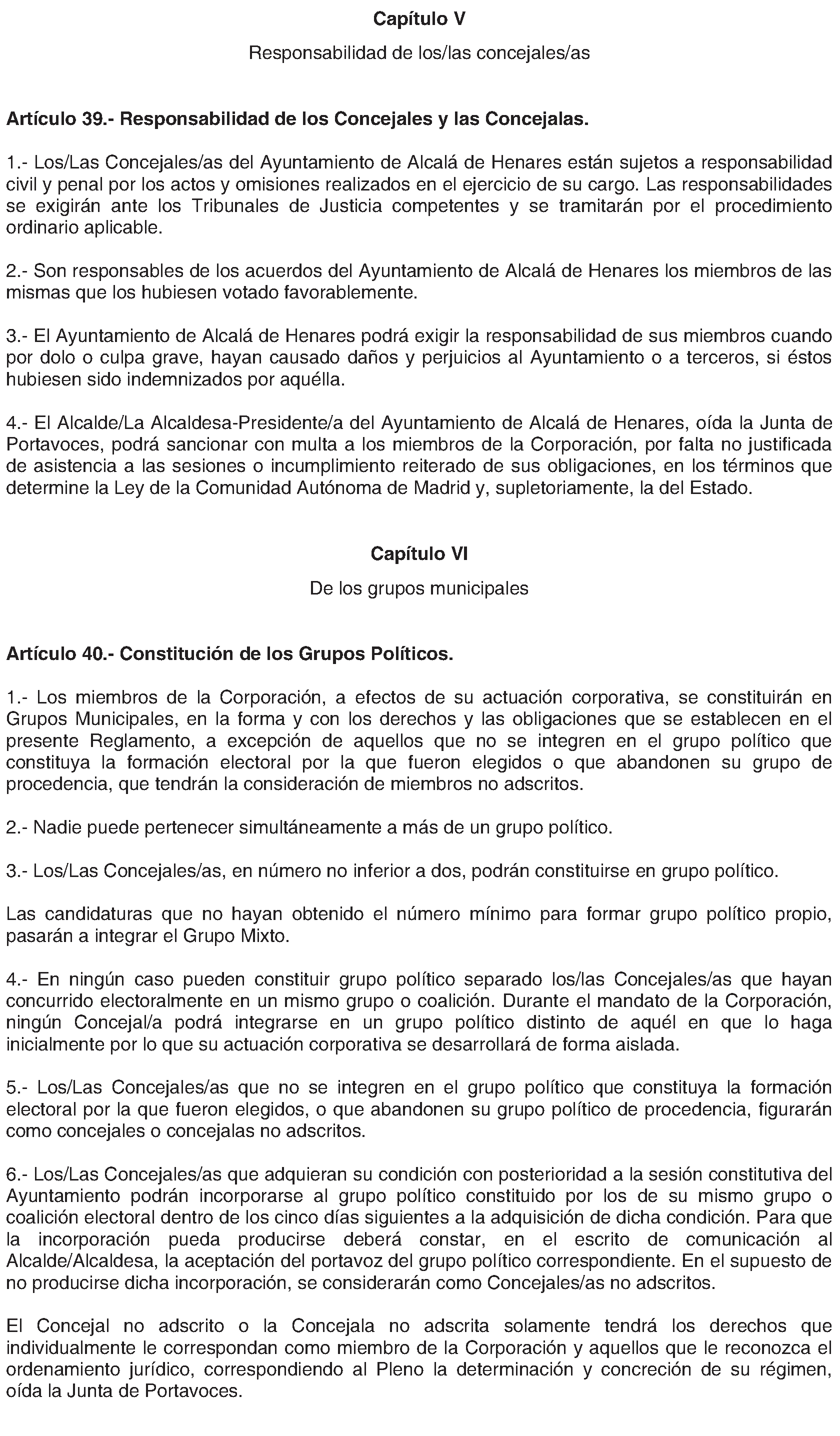 Imagen del artículo Alcalá de Henares. Organización y funcionamiento. Reglamento Orgánico Municipal