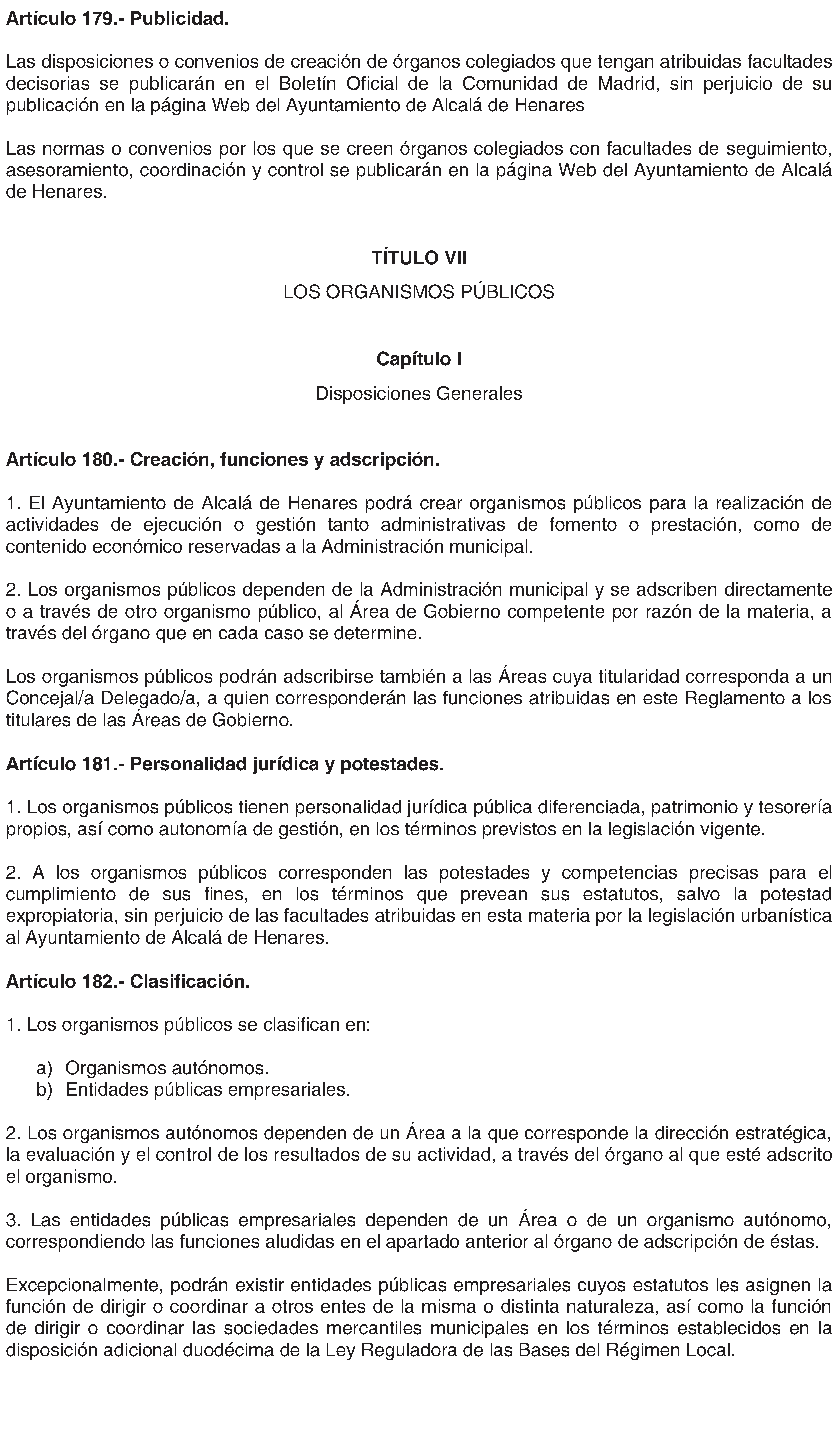 Imagen del artículo Alcalá de Henares. Organización y funcionamiento. Reglamento Orgánico Municipal