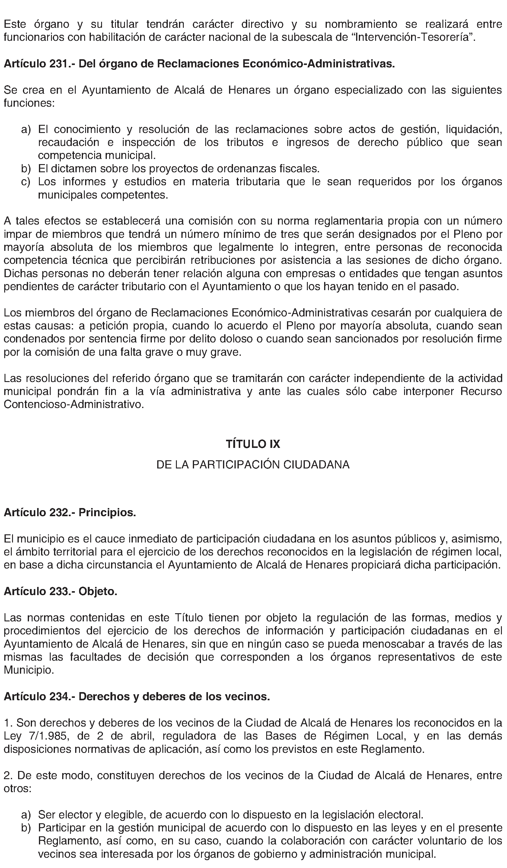 Imagen del artículo Alcalá de Henares. Organización y funcionamiento. Reglamento Orgánico Municipal