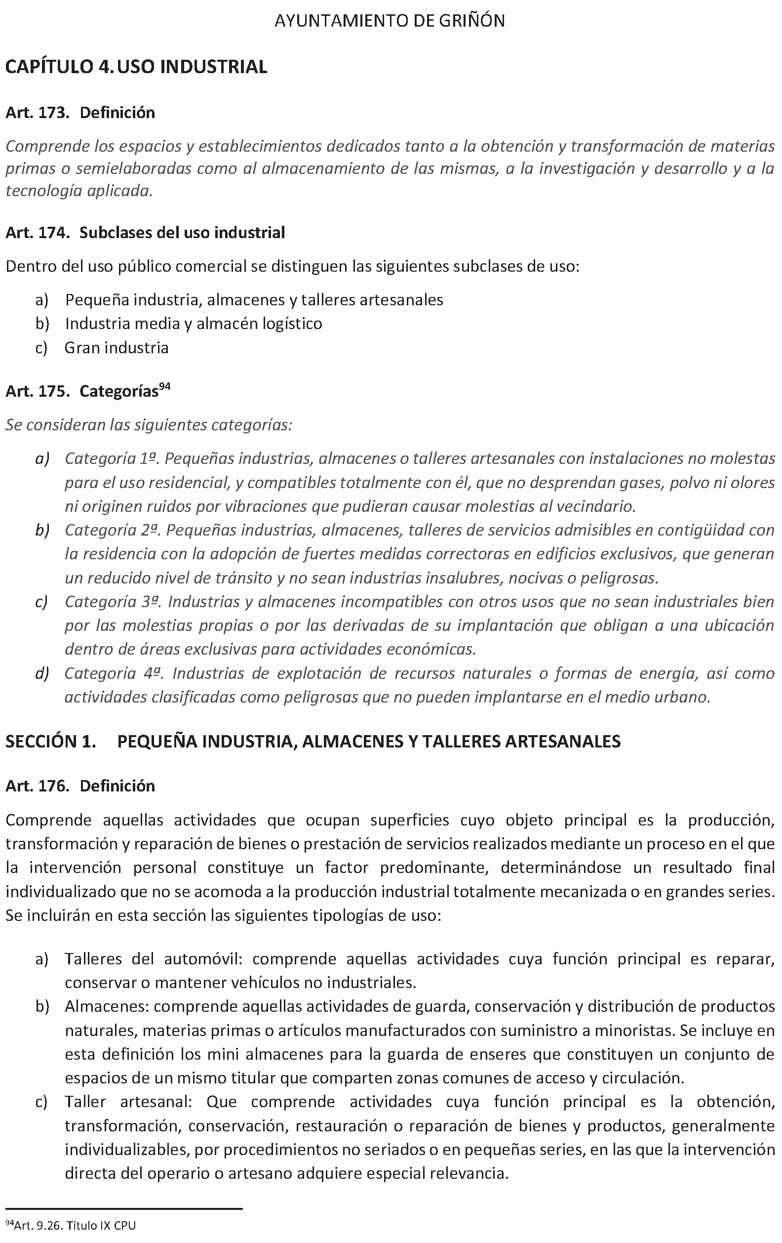 Imagen del artículo Griñón. Organización y funcionamiento. Ordenanza edificación