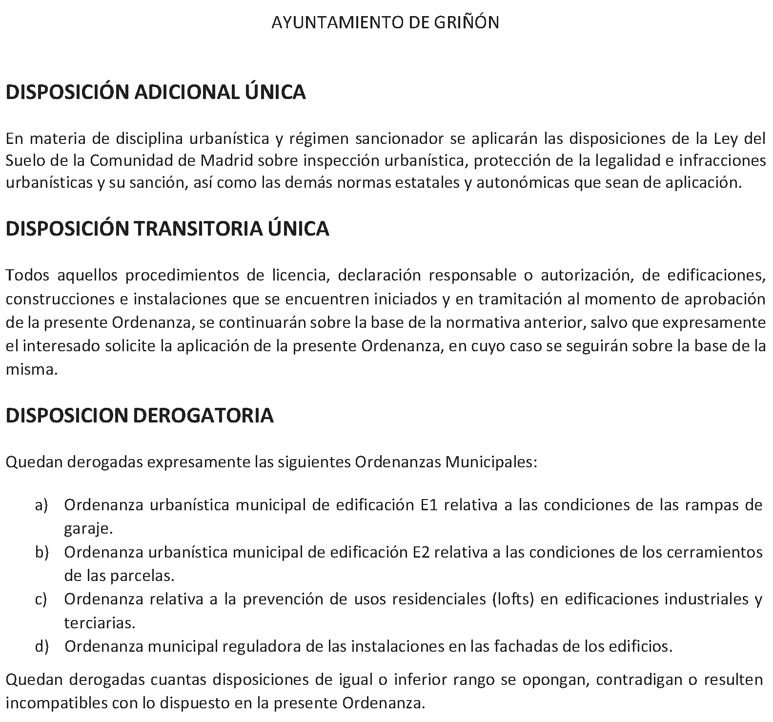 Imagen del artículo Griñón. Organización y funcionamiento. Ordenanza edificación