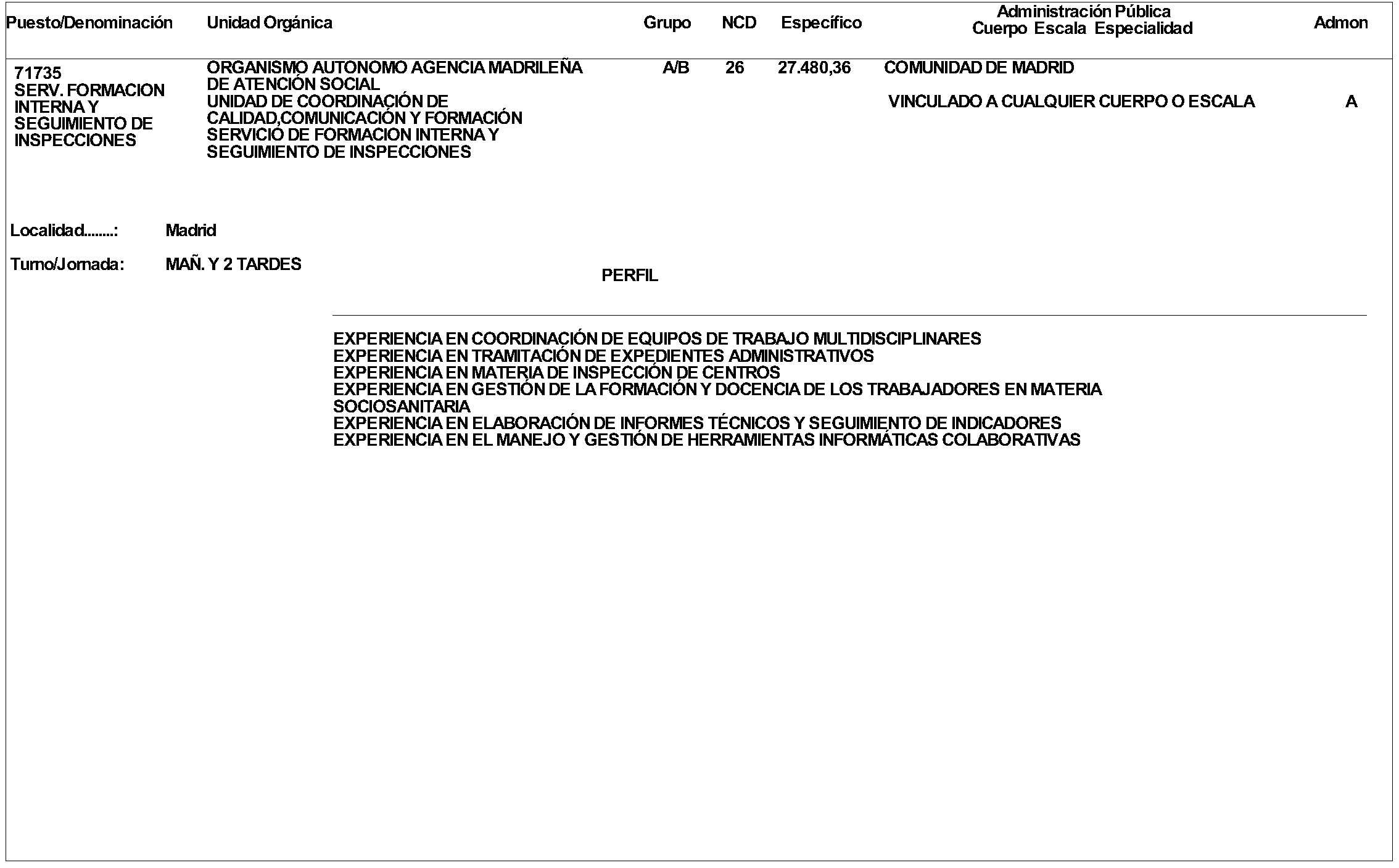 Imagen del artículo ORDEN 2240/2024, de 10 de julio, de la Consejera de Familia, Juventud y Asuntos Sociales, por la que se aprueba convocatoria pública para la provisión de un puesto de trabajo vacante en la Agencia Madrileña de Atención Social, por el procedimiento de Libre Designación.